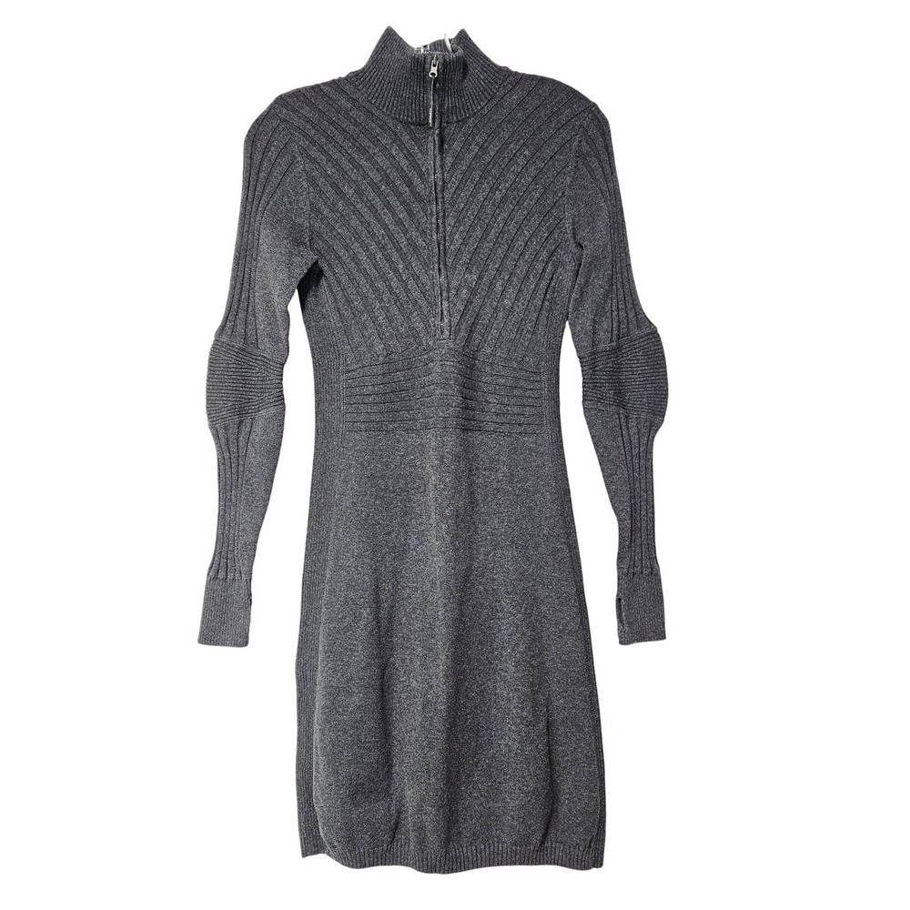 Athleta Womens Sweater Dress S Gray Ribbed Mock Neck Activwear Athleisure Gorp